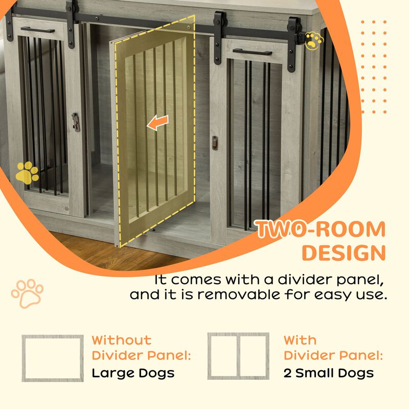 Gray Multifunctional Pet Furniture: Large Dog Crate End Table