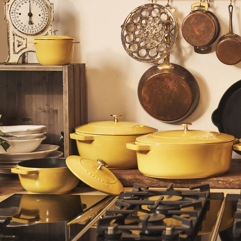 Staub Cast Iron 6.25-qt Shallow Oval Dutch Oven - Citron