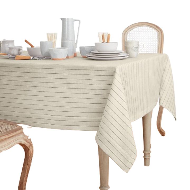 Solino Home 100% Pure Linen Tablecloth | Pinstripe