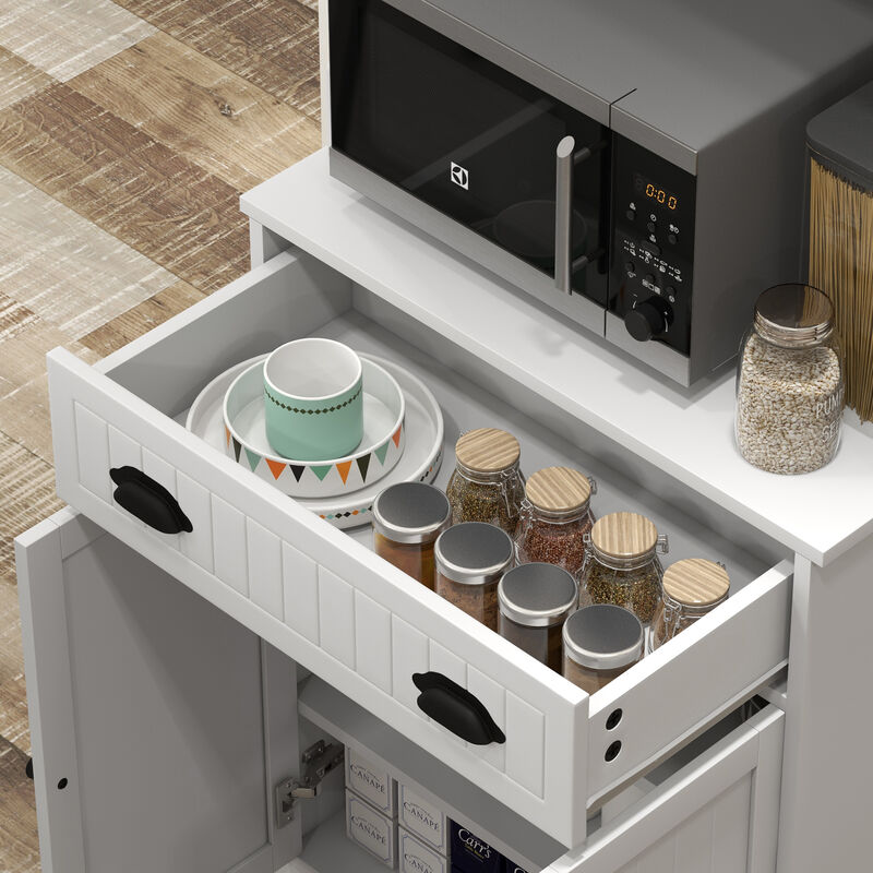 HOMCOM Microwave Cabinet with Drawer Cabinet and Adjustable Shelf White