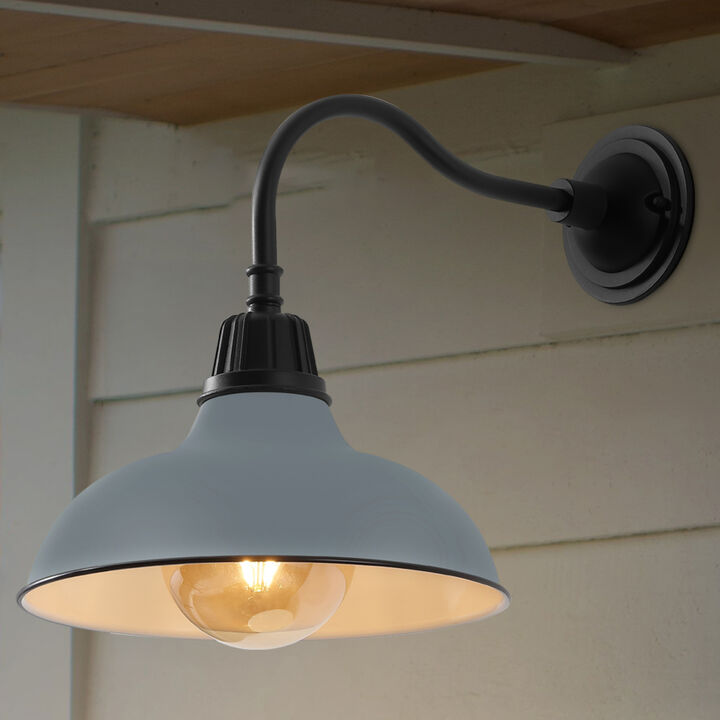 Aurora Farmhouse Industrial Indoor/Outdoor Iron LED Gooseneck Arm Outdoor Sconce