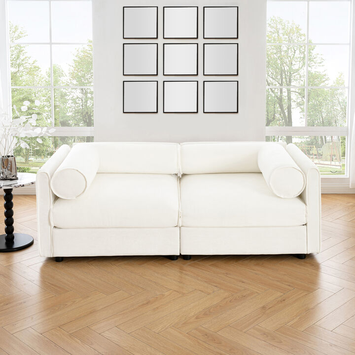 Merax Chenille 2-Seater Sofa with Storage Seat