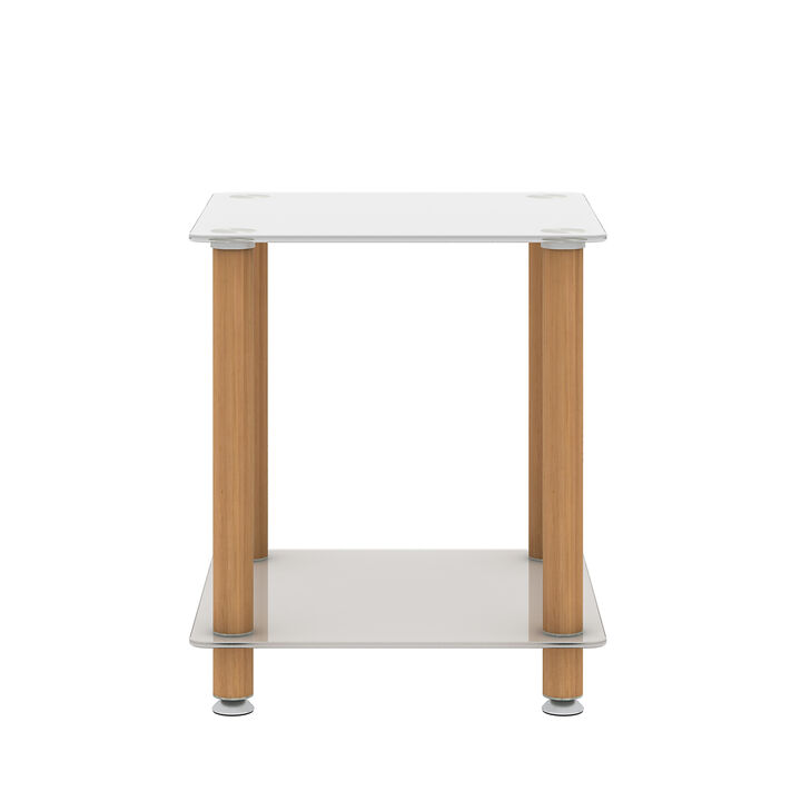 Hivvago 2 Tiers Space Saving End Table Modern Design Night Stand with Storage Shelve