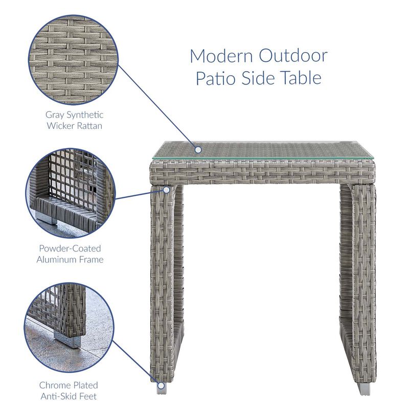 Aura Outdoor Patio Wicker Rattan Side Table-Benzara