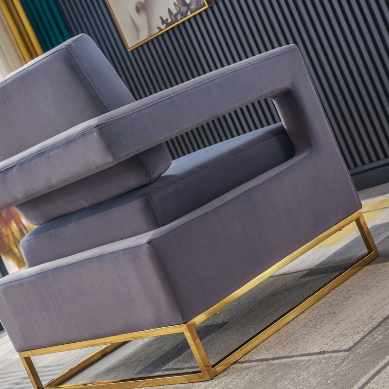 Modern Velvet Accent Chair, Elegant Armchair With Stainless Steel Base
