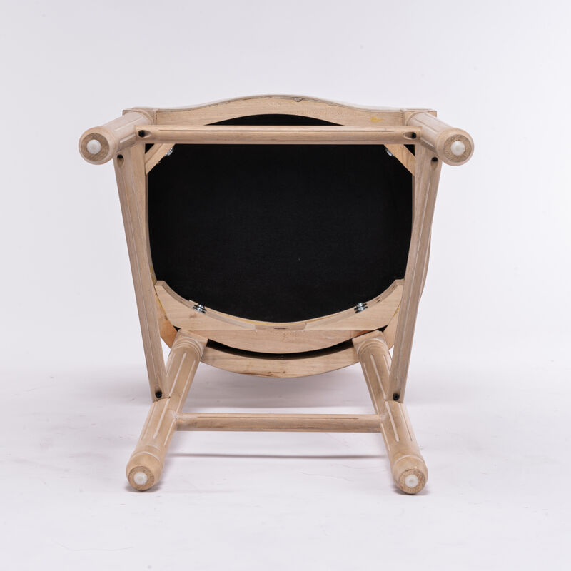 French Country Wooden Bar Stools Rattan Back With Upholstered Seating, Beige And Natural, Set Of 2