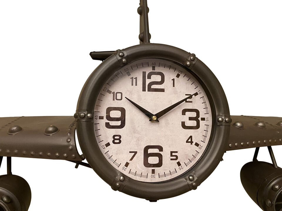 Metal Medium Rust Vintage Fighter Jet Wall Clock with White clock face
143*20*46CM