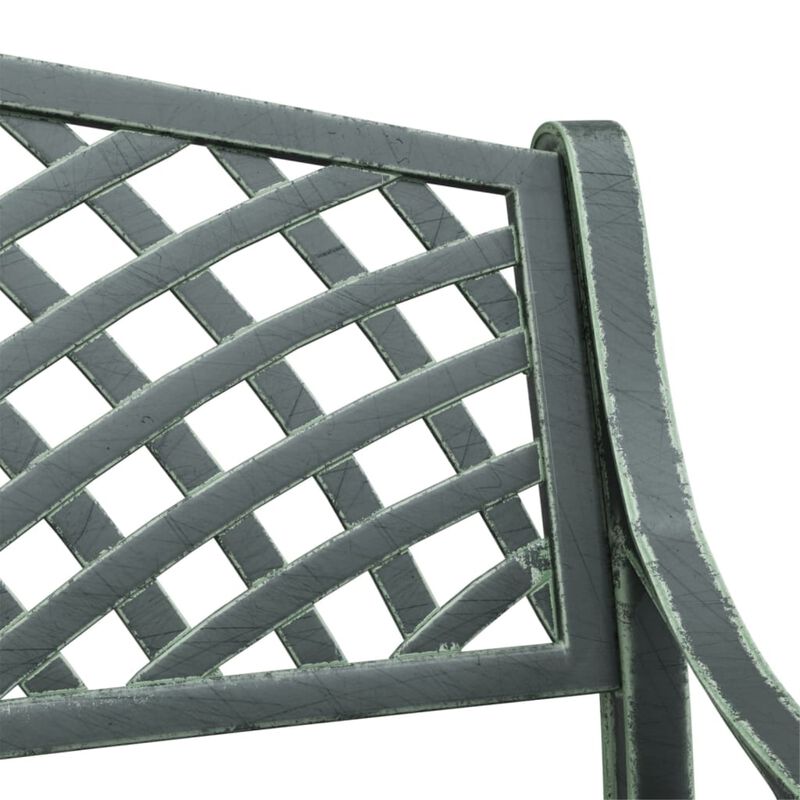 vidaXL Crafted Patio Bench - Comfortable 40.2" Cast Aluminum Green - Weather-Resistant - Charming Floral Detailing - Easy Assembly - Extra Sturdy with Cast Iron Legs