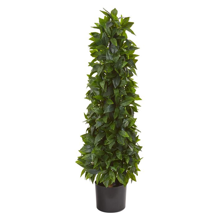 Hivvago 3 Feet Sweet Bay Cone Topiary Artificial Tree