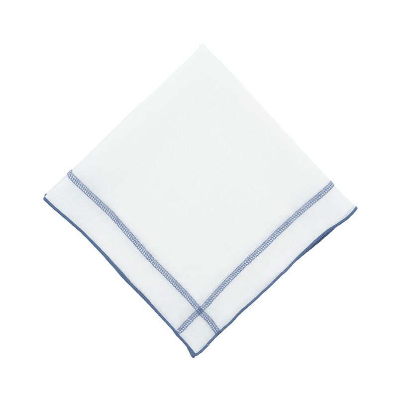 Linen Napkins With Blue Double Stitch , Set of 4