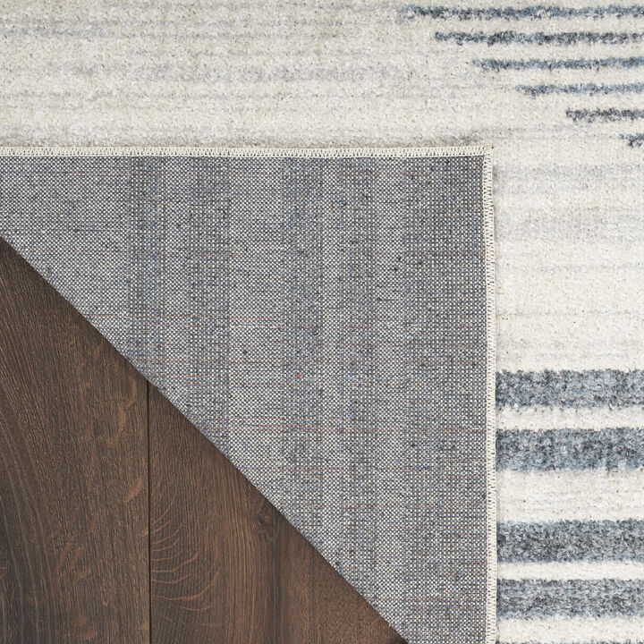 Astra Machine Washable ASW05 Ivory/Blue 2'2" x 10' Rug