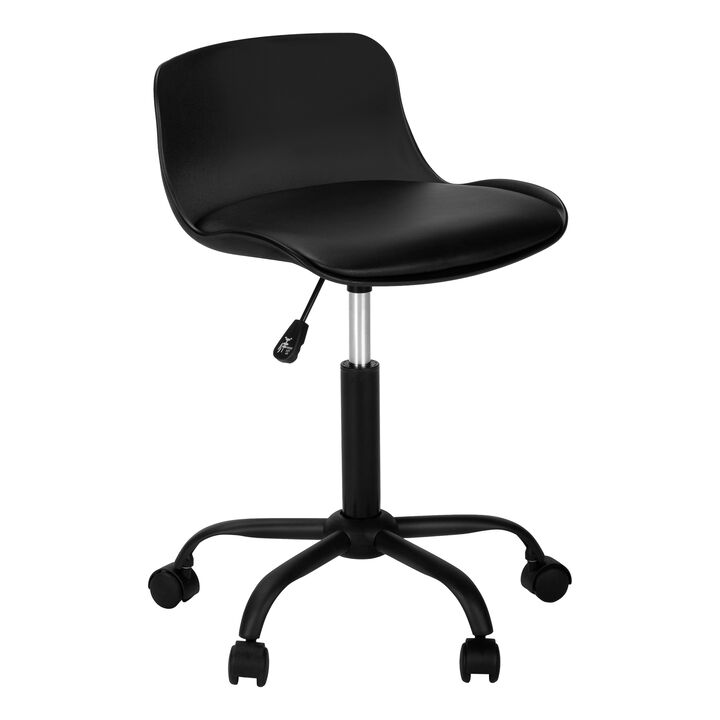 Monarch Specialties I 7464 Office Chair, Adjustable Height, Swivel, Ergonomic, Computer Desk, Work, Juvenile, Metal, Pu Leather Look, Black, Contemporary, Modern