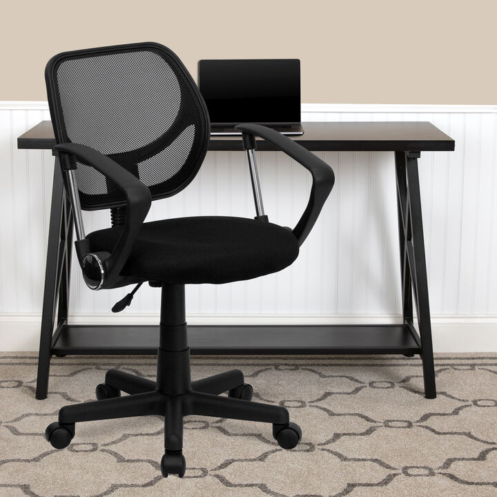 Neri Low Back   Mesh Swivel Task Office Chair with Curved Square Back and Arms