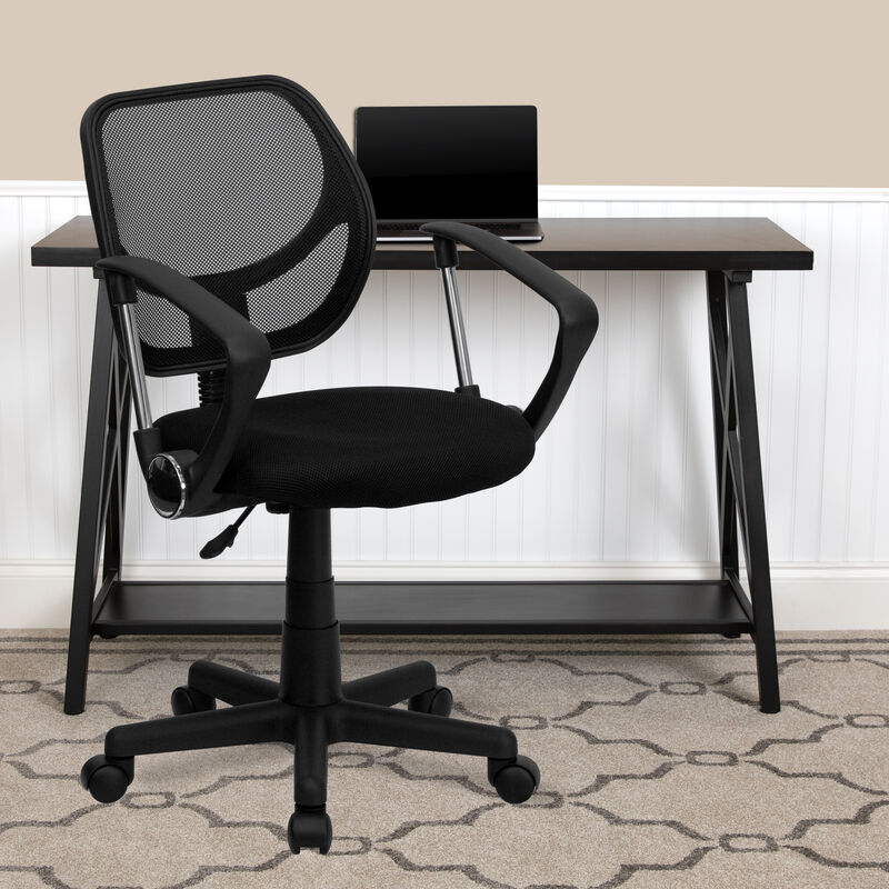 Neri Low Back   Mesh Swivel Task Office Chair with Curved Square Back and Arms