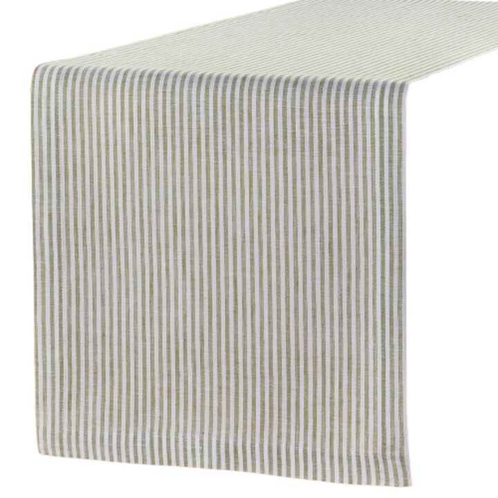 Solino Home 100% Pure Linen Table Runner 14 x 36 Inch | Narrow Stripe