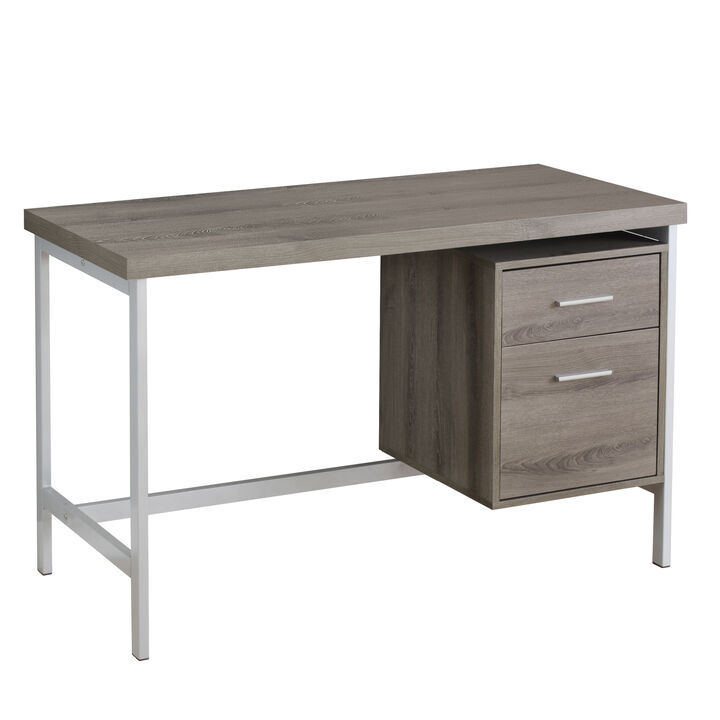 Computer Desk, Home Office, Laptop, Left, Right Set-Up, Storage Drawers, 48"L, Work, Metal, Laminate, Brown, Grey, Contemporary, Modern