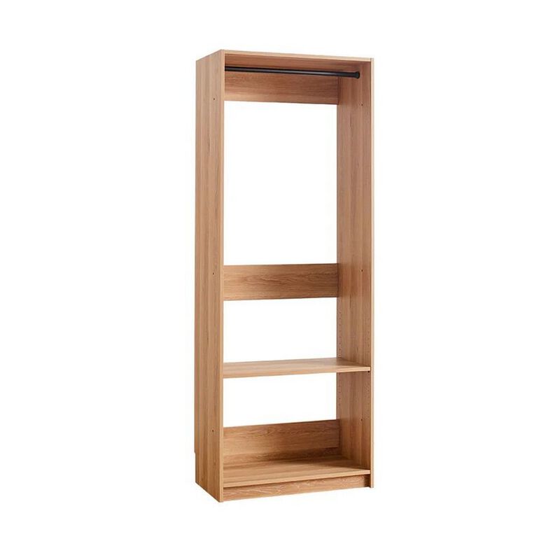 Dee Modular Closet System, 1 Metal Hanging Rod and 1 Shelf, Oak Brown