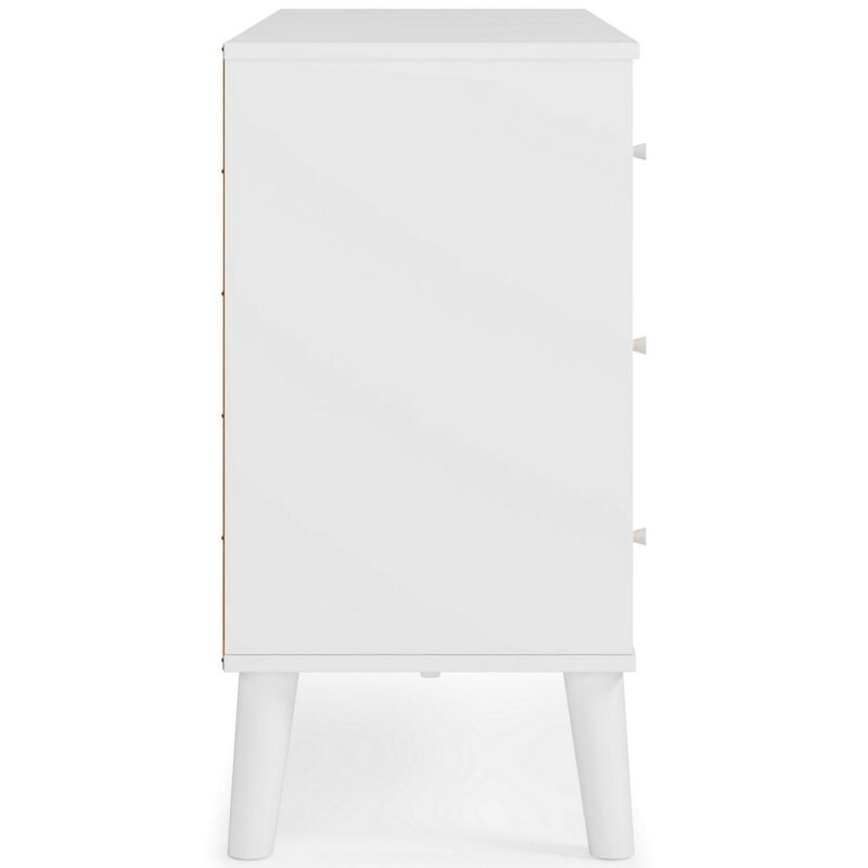 Asher 59 Inch Contemporary Dresser, 6 Drawers, White and Natural Brown-Benzara