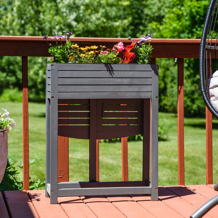 Acacia Wood Folding Table with Planter Box