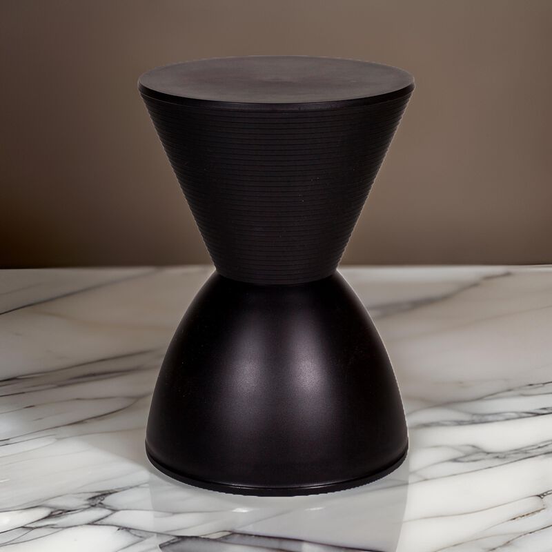 Hillary 17 Inch Side Table, Indoor Outdoor, Hourglass Shape, Black Finish - Benzara