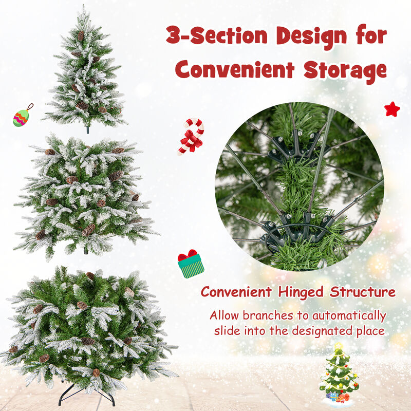 Pre-Lit Artificial Christmas Tree with Tips and LED Lights