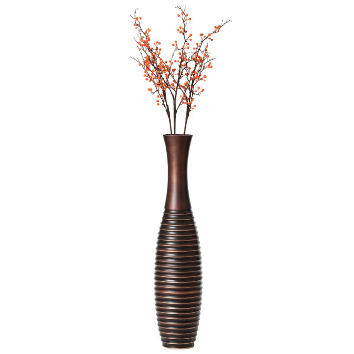 41 inch Elegant Decorative Tall Trumpet Shape Floor Vase in Brown - Modern Home Décor Accent, Sleek Tall Floor Vase for Living Room, Entryway, or Dining Room, Perfect for Dried Flowers or Silk Arrangements