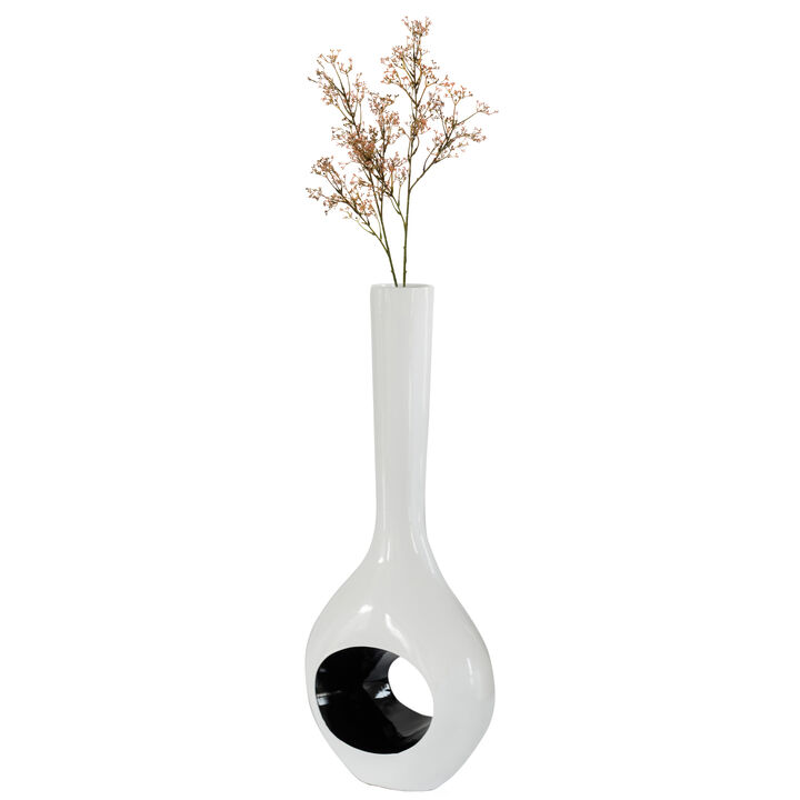 Tall Floor Vase, White Vase with Hole Inside Black 45 Inch Vase, Tall Vase for Home Décor, Interior Decoration, Modern Floor Vase, Tall Vases for Floor