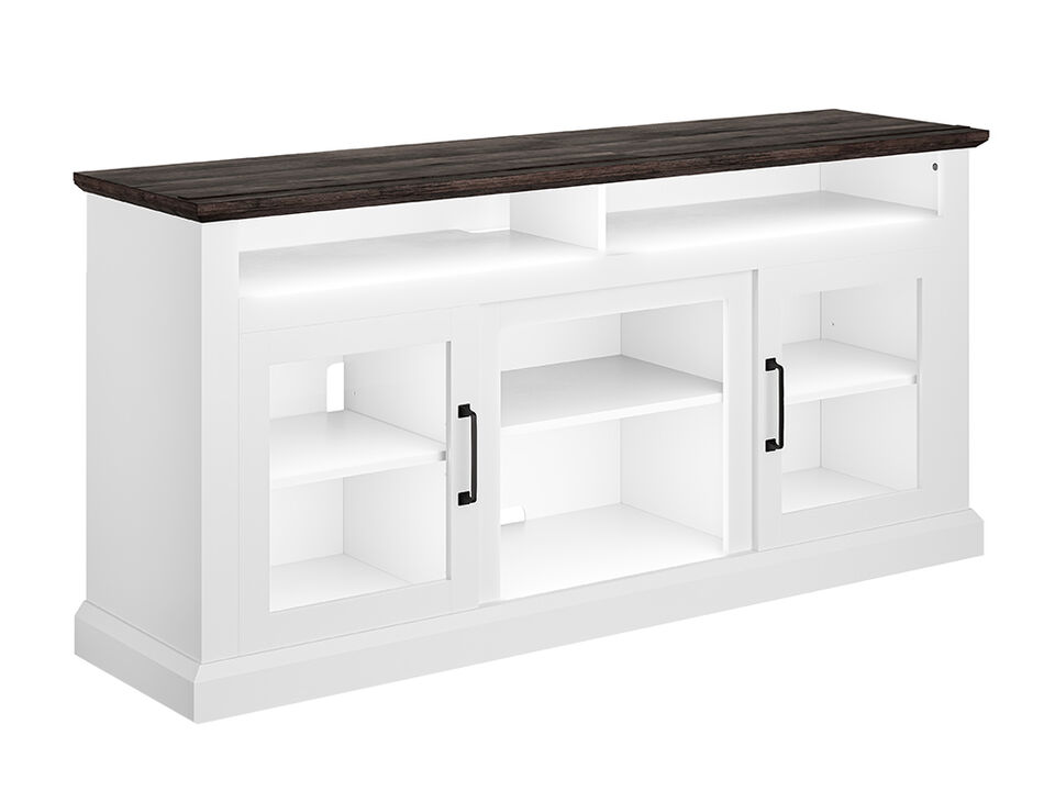 BELLEZE Modern 60 Inch Traditional TV Stand & Media Entertainment Center Console Table for TVs up to 65 Inches with Open Storage Shelves & Cabinets - Cayman