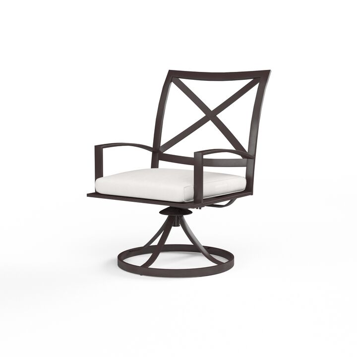 La Jolla Swivel Dining Chair in Canvas Flax w/ Self Welt