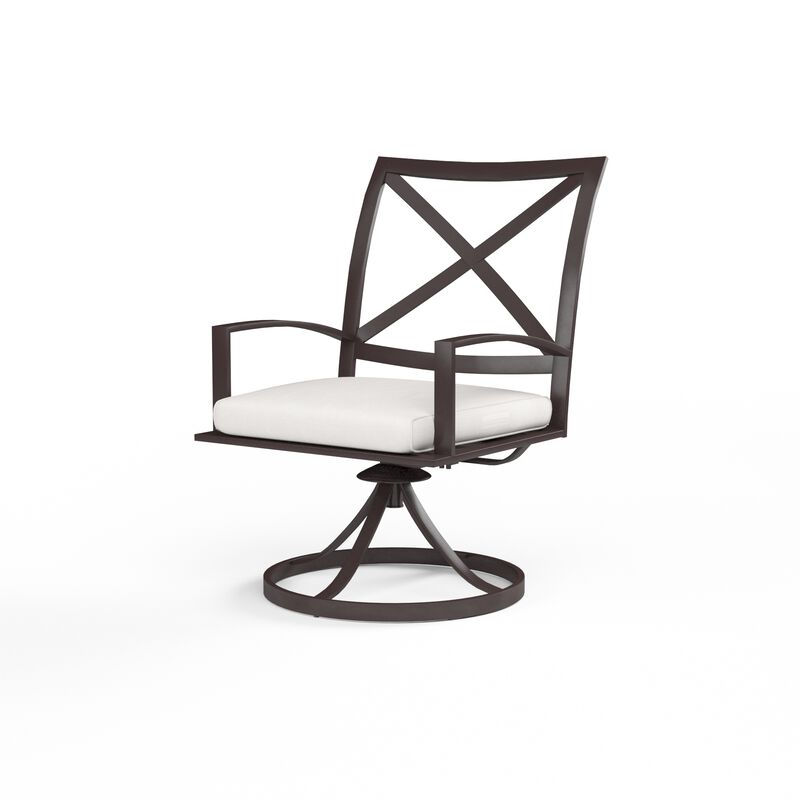 La Jolla Swivel Dining Chair in Canvas Flax w/ Self Welt