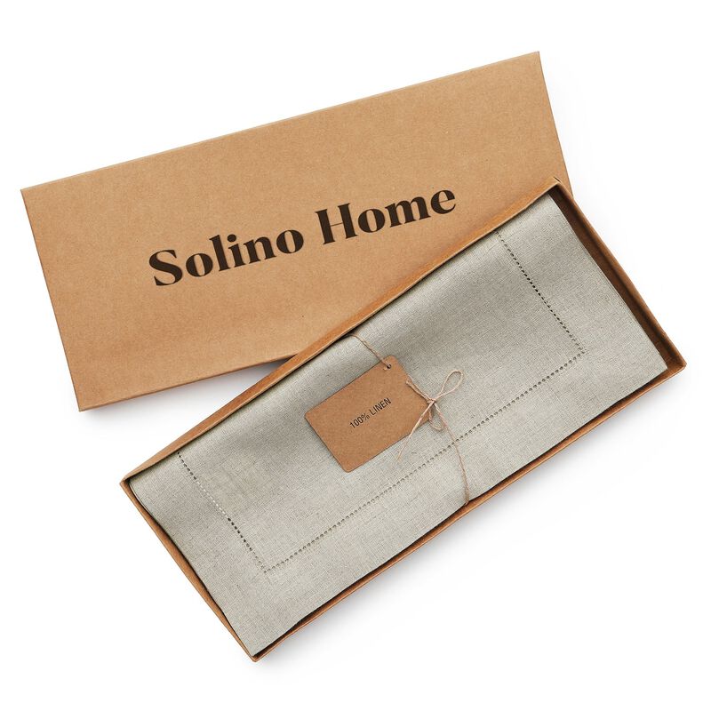 Solino Home 100% Pure Linen Table Runner | Classic Hemstitch for Thanksgiving, Christmas