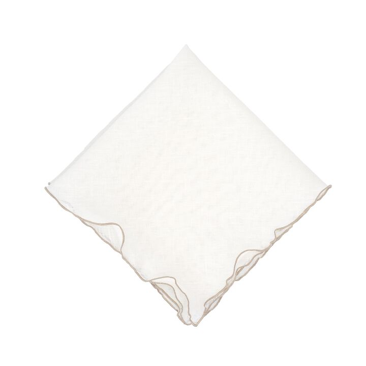 Linen Napkins With Khaki Ruffled Edges, Set of 4