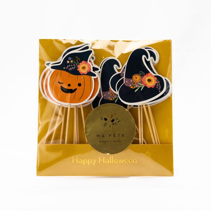 Ma Fete Halloween Cake And Cupcake Paper  Pumpkin Toppers  Party Decorations (16)