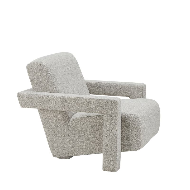 Cid Lily 28 Inch Accent Chair, Light Gray Polyester, Foam Cushions, Wood - Benzara
