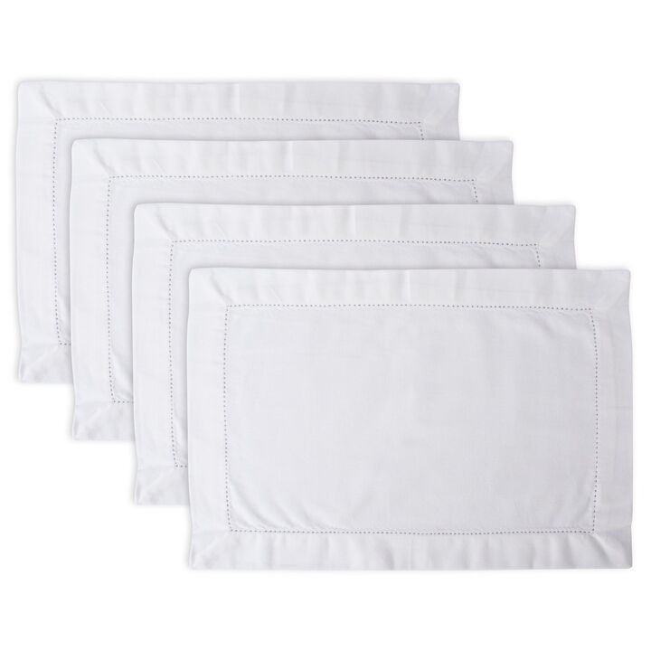Set of 4 Off White Hemstitch Rectangular Placemats 18" x 12"