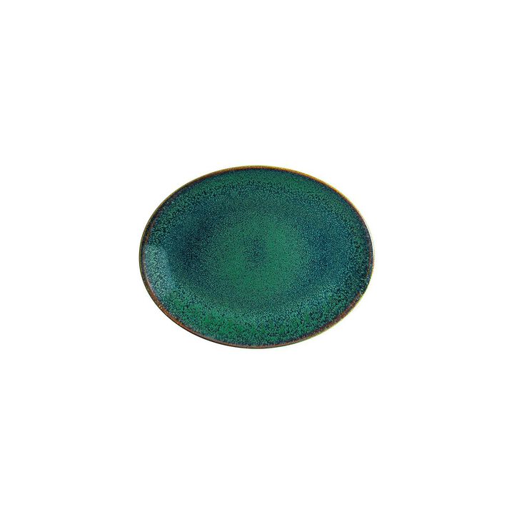 Mar 9.75" x 7.5" x h:1" Oval Blue Porcelain Platter (Set of 2)