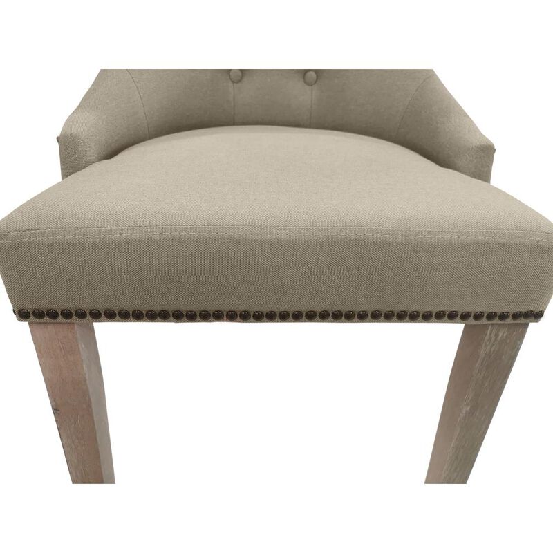 Carolina Living Tufted Back Upholstered Chair - Set of 2 - Natural Driftwood - Linen Upholstery