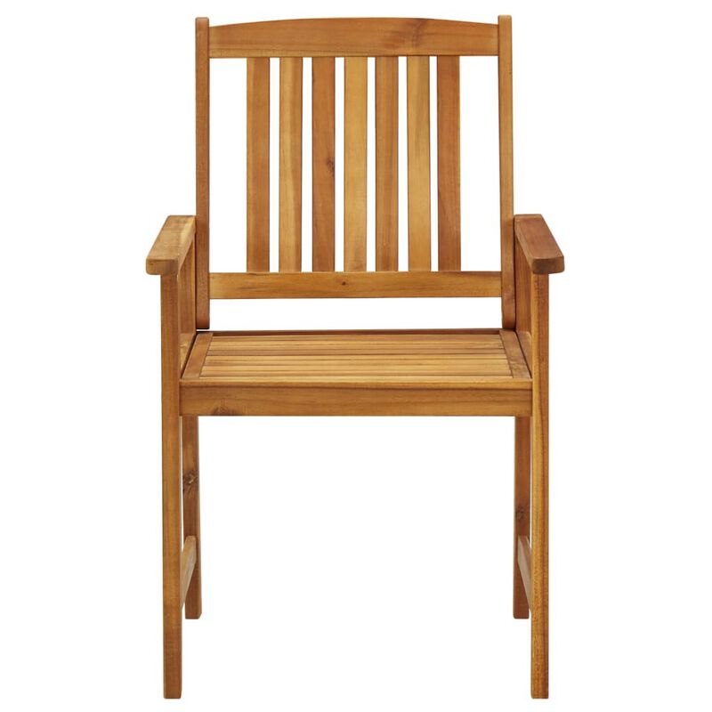 Blaire Outdoor Accent Chairs, Set of 2, Acacia Wood, Cream Cushions - Benzara