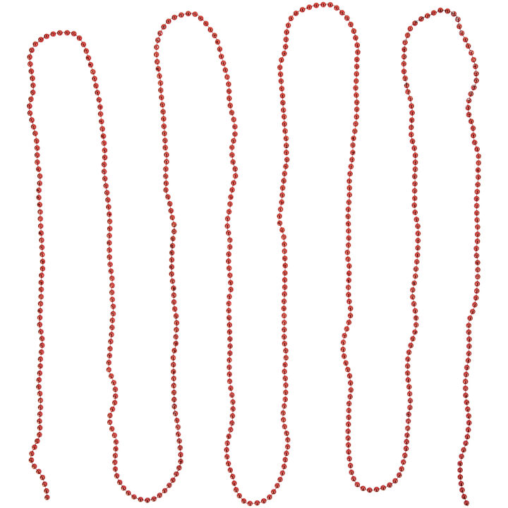 15' Shiny Crimson Red Beaded Christmas Garland - Unlit