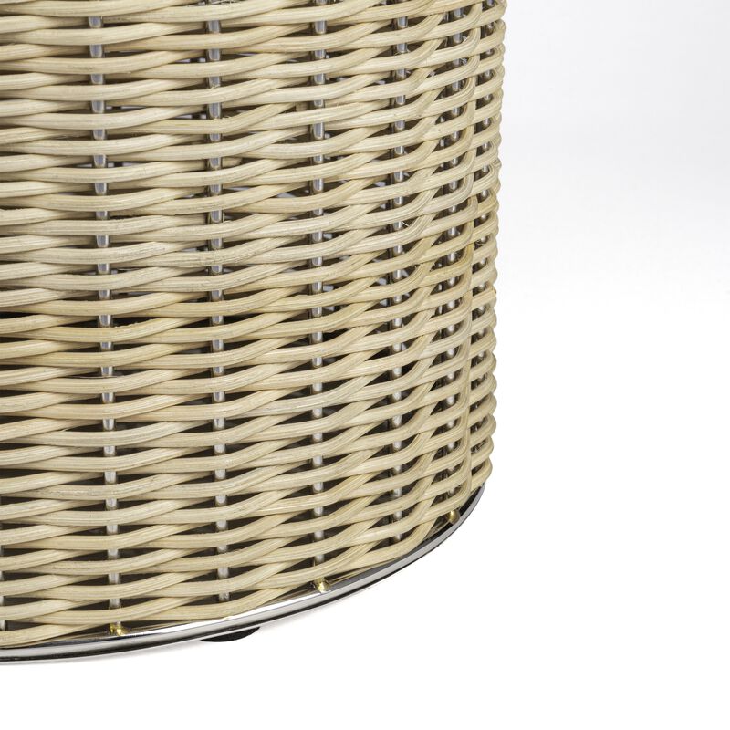 Asher Modern 2-Tone Faux Wicker/Metal Cylinder Waste Basket