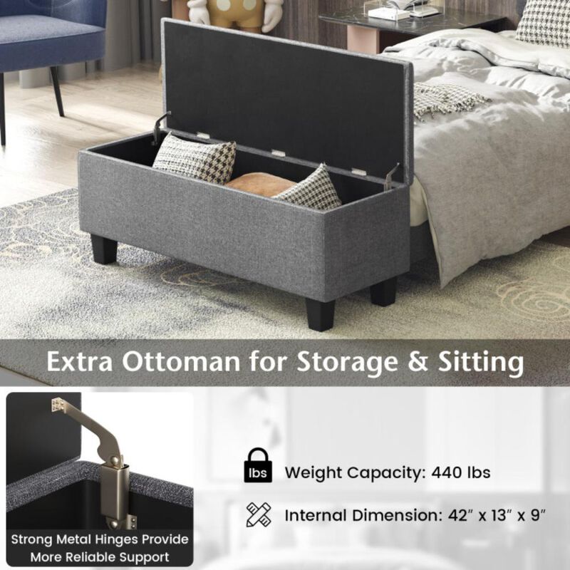 Hivvago Twin/Full/Queen Upholstered Bed Frame with Ottoman Storage
