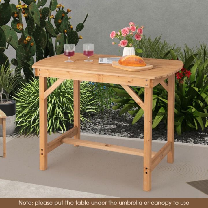 Hivvago Outdoor Fir Wood Dining Table with 1.5 Inch Umbrella Hole