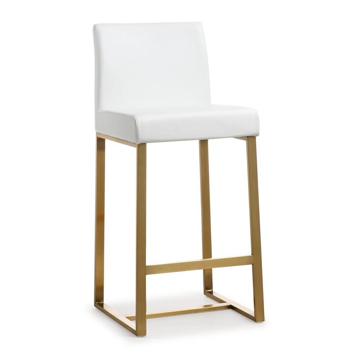 Belen Kox Contemporary White and Gold Steel Counter Stool (Set of 2), Belen Kox