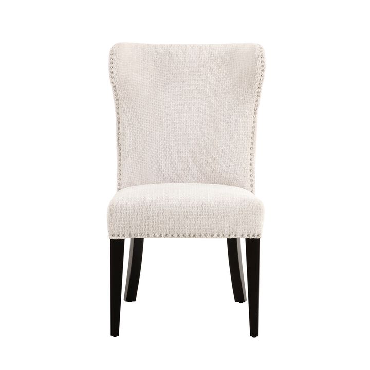 Pasargad Home Elara Design Upholstered 2 Pieces Dining Chair Set, Ivory
