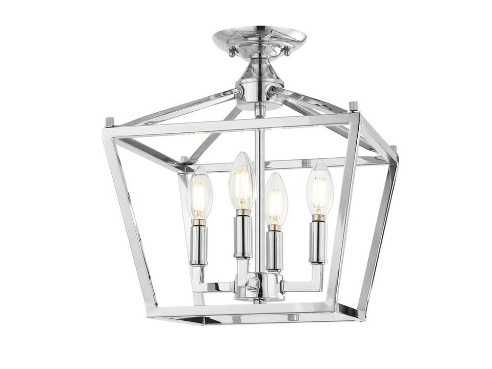 Plains 4-Light Iron Modern Farmhouse Pagoda LED Semi Flush Mount Lantern