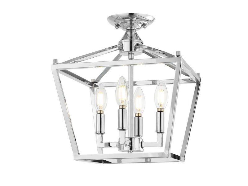 Plains 4-Light Iron Modern Farmhouse Pagoda LED Semi Flush Mount Lantern