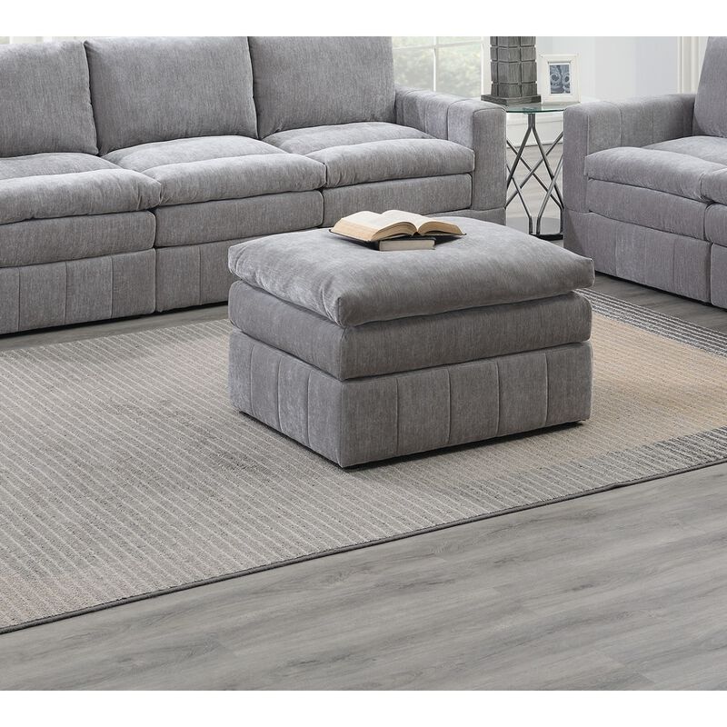 6 Piece Modular Sectional Set: 4 One Arm Chair, 1 Wedge, 1 Armless Chair, 1 Ottoman, Granite Color