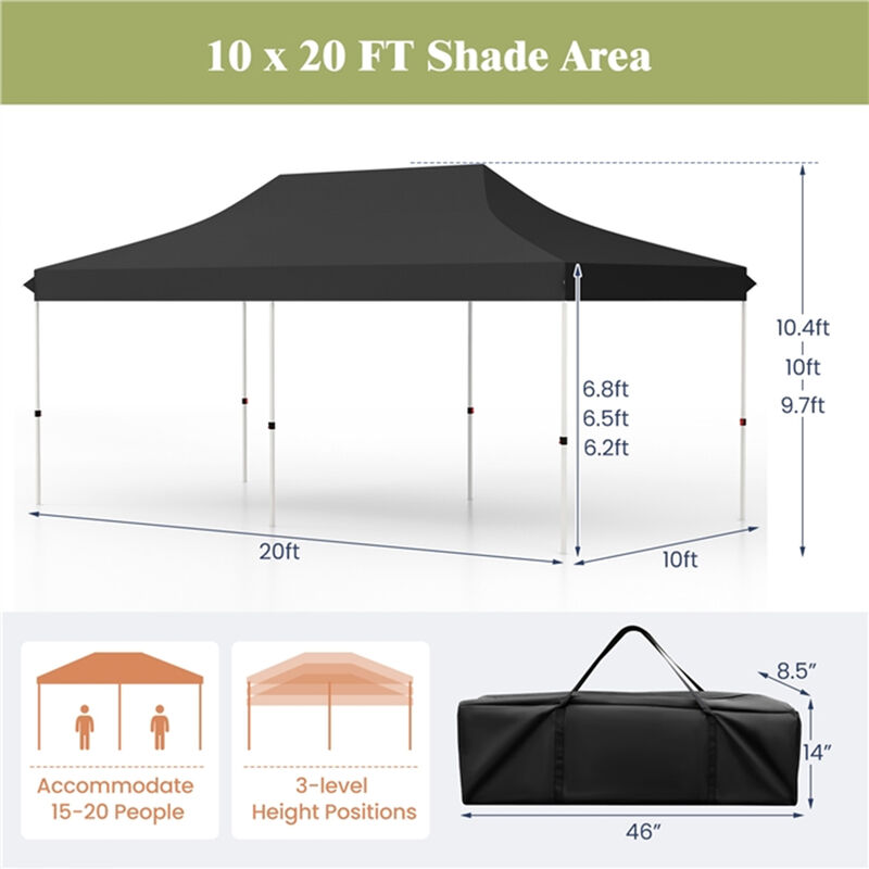 10 x 20 FT Pop-up Canopy Tent with Carrying Bag