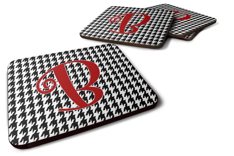 Caroline's Treasures CJ1035-BFC Letter B Monogram-Houndstooth Foam Coasters (Set of 4), 3.5 H x 3.5 W, Multicolor