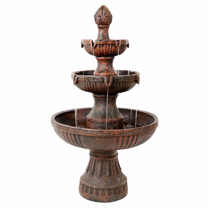 Sunnydaze Flower Blossom Resin Outdoor 3-Tier Fountain